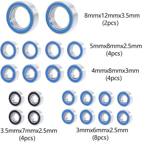 RC Car Upgrade Parts Compatible with TRX4-M for Bronco for Defender 1/18 RC Crawler Car Upgrade Parts 22Pcs Wheel Hub Axle Sealed Bearing Kit in Saudi Arabia