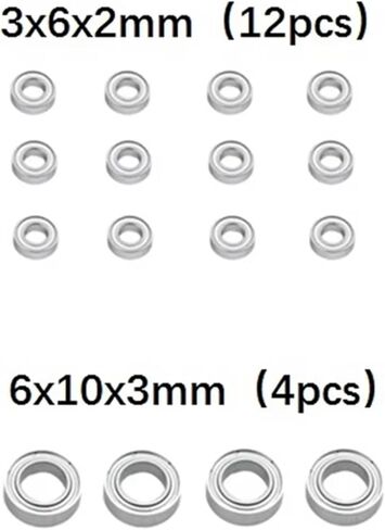 متوافق مع WPL C14 C24 B36 لـ MN D90 لـ MN-90 لـ MN99S إكسسوارات قطع الغيار MN99S RC 16pcs محمل 3x6x2mm 6x10x3mm RC Car Accessories in Saudi Arabia
