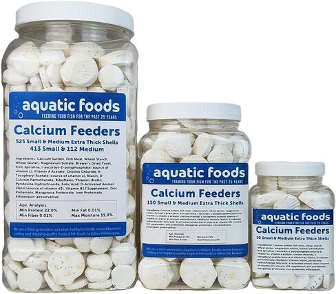 Aquatic Foods Inc. Calcium Enriched Food Shells, Small & Medium Extra Thick Shells for Shrimp, Snails, Crabs, Crayfish, Plecos, Catfish, Bottom Fish, All Tropical Fish, Small & Medium…50 Count Jar in Saudi Arabia