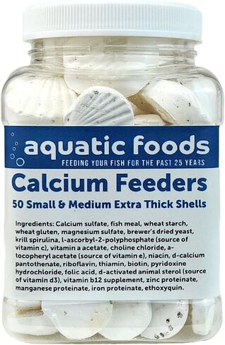 Aquatic Foods Inc. Calcium Enriched Food Shells, Small & Medium Extra Thick Shells for Shrimp, Snails, Crabs, Crayfish, Plecos, Catfish, Bottom Fish, All Tropical Fish, Small & Medium…50 Count Jar in Saudi Arabia