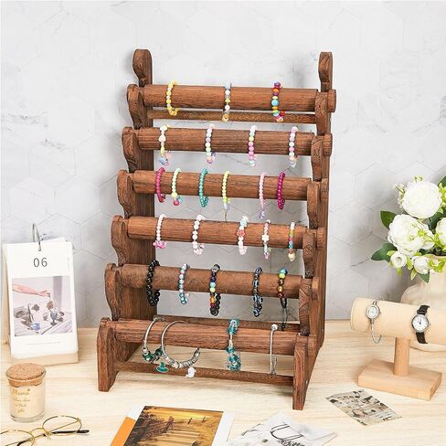 Marsui Wooden Bracelet Stand and Display 6 Tier Bracelet Holder Bracelet Organizer Bracelet Displays for Selling Bracelet Stand for Jewelry Bangle Watch Store Showcase Home Storage Display in Kuwait