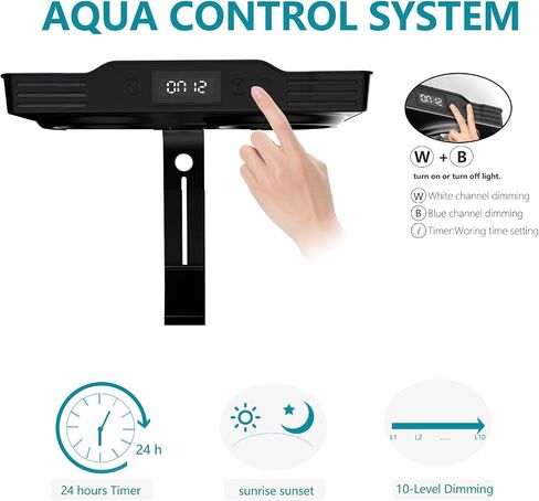 ضوء الحوض - 36Watts Light Light مع Timer Sunrise and Sunset Touch التحكم Dimmable Saltwater Aquarium Light لخزان النانو (A036) in Kuwait