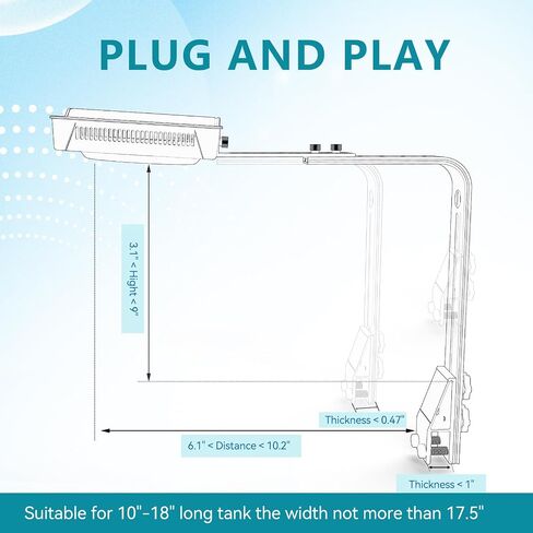 ضوء الحوض - 36Watts Light Light مع Timer Sunrise and Sunset Touch التحكم Dimmable Saltwater Aquarium Light لخزان النانو (A036) in Kuwait