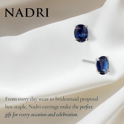 Nadri Oval Stud Earrings - 18k Rhodium Sterling Silver Stud Earrings for Women, Large Oval Cubic Zirconia Earrings, Exquisite Earring Studs For Women in Kuwait