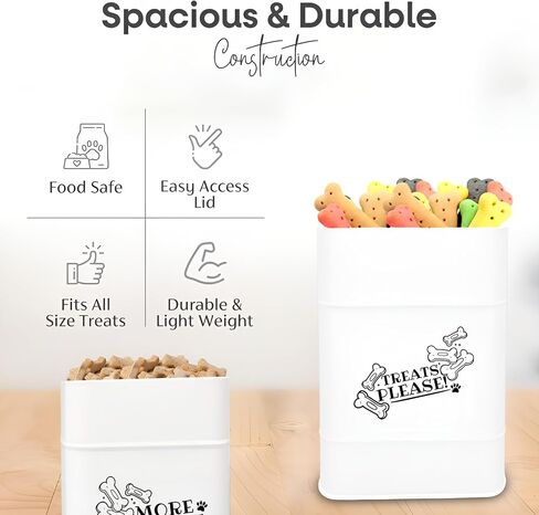 Treat Container w/Airtight Bamboo Lid 2 Pack - Farmhouse Large Treats Jar - Dog Treat Jars for Kitchen Counter - Dog Treat Jar - Metal Canister for Cookies & Biscuits - Pet Treat Container in Saudi Arabia