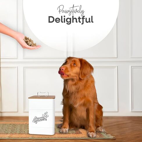 Treat Container w/Airtight Bamboo Lid 2 Pack - Farmhouse Large Treats Jar - Dog Treat Jars for Kitchen Counter - Dog Treat Jar - Metal Canister for Cookies & Biscuits - Pet Treat Container in Saudi Arabia