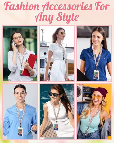Geyoga Teacher Scrunchie Lanyards for Id Badges Keys Cute Neck Stready Lanyards Retractable Retractable Ceychain Retractible for Women Ladies (Pink Flower) in Saudi Arabia