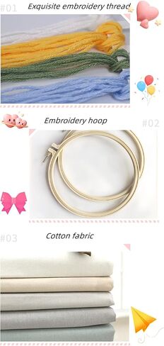 Amiiba Embroidery Starter Kit with Blue Flower Pattern, DIY Full Range Stamped Embroidery Cross Stitch Kits for Beginners Adults (Blue Flower) in Kuwait