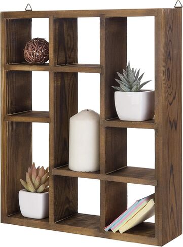 صندوق ظلال أكريليك شفاف ممتاز من MyGift مع 9 حجرات، علبة عرض Knickknack قابلة للتثبيت على الحائط، رف عائم شفاف مزخرف للتماثيل والمقتنيات والنباتات in Kuwait