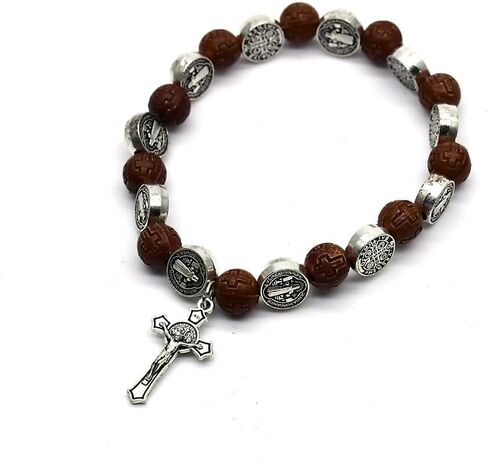 CACALOSS Catholic Red Crystal Rosary Bracelet Cross And Magic Medallion(Red) in Saudi Arabia