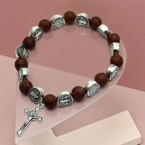 CACALOSS Catholic Red Crystal Rosary Bracelet Cross And Magic Medallion(Red) in Saudi Arabia