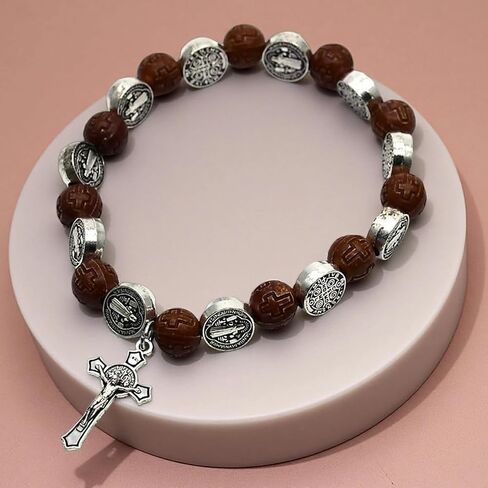 CACALOSS Catholic Red Crystal Rosary Bracelet Cross And Magic Medallion(Red) in Saudi Arabia
