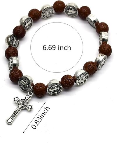 CACALOSS Catholic Red Crystal Rosary Bracelet Cross And Magic Medallion(Red) in Saudi Arabia