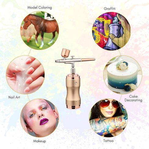 Airbrush Kit with Compressor, Portable Cordless Airbrush Gun, Rechargeable Handheld Mini Air Compressor Airbrush, for Makeup, Cake Decor, Model Coloring, Nail Art, Tattoo Barber in Saudi Arabia