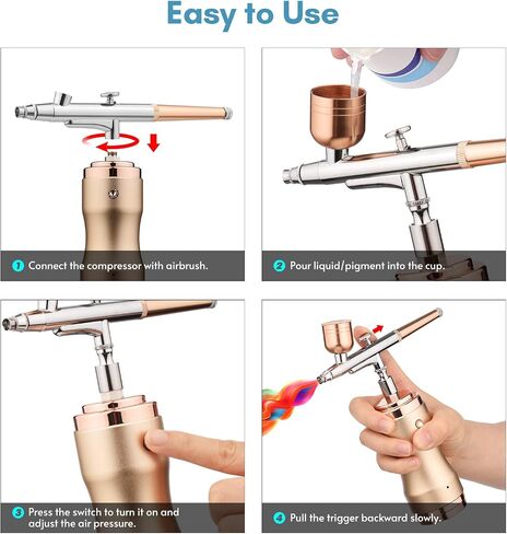 Airbrush Kit with Compressor, Portable Cordless Airbrush Gun, Rechargeable Handheld Mini Air Compressor Airbrush, for Makeup, Cake Decor, Model Coloring, Nail Art, Tattoo Barber in Saudi Arabia