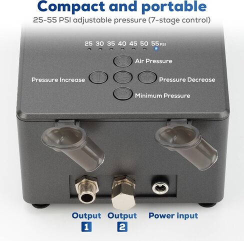 طقم البخاخة المزدوج ذات الدلالي التي تمت ترقيتها 55psi مع ضاغط-ضاغط صامت للغاية وقابل للتعديل لزخارف الكيك ، والمكياج ، والرسم النموذجي ، وفن الأظافر ، والوشم in Kuwait