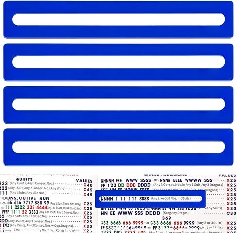 4 PCS 2025 Mahjong Line Finder ، حاكم شفاف متين لبطاقات Mahjong 2025 ، قارئ قواعد Mah Jong Bright Jong ودليل الاستراتيجية للعشاق والمبتدئين والمحاربين القدامى (Pink+Blue) in Kuwait