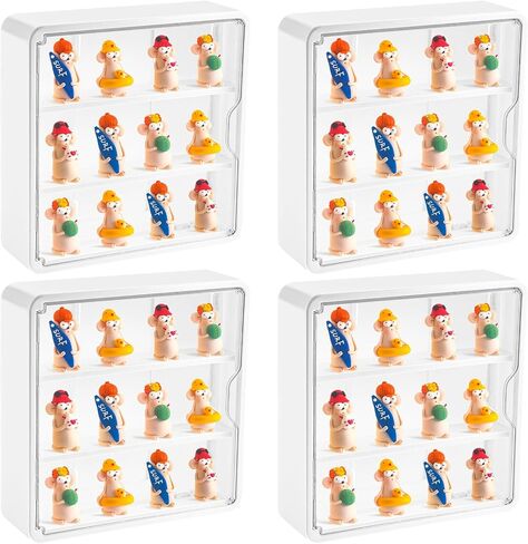 Honeydak 4 PCS حالة عرض واضحة للأرقام مربع تخزين دمية مثبتة على الجدار 3TIers Dust Proof Figure Case with Door Magnetic for the telectibles Action Mini Toys 11.81 × 11.81 × 3.15 بوصة in Saudi Arabia