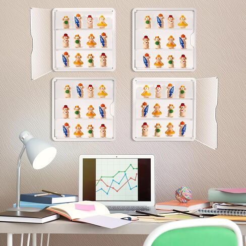 Honeydak 4 PCS حالة عرض واضحة للأرقام مربع تخزين دمية مثبتة على الجدار 3TIers Dust Proof Figure Case with Door Magnetic for the telectibles Action Mini Toys 11.81 × 11.81 × 3.15 بوصة in Saudi Arabia
