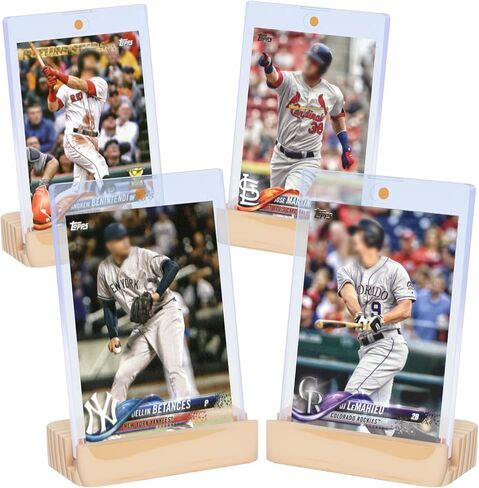 4Pack Magnetic Card Absolds لبطاقات البيسبول - واقي البطاقات الرياضية مع 4 مواقف خشبية ، و 35pt من الأكمام الصلبة البلاستيكية ، وبطاقات تداول البطاقات للبطاقات المتدرجة ، و MTG ، وبطاقات الألعاب الرياضية واللعبة in Kuwait