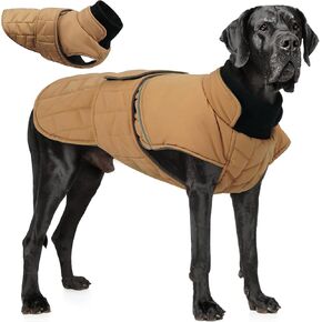 PUMYPOREITY Warm Dog Jacket, Reflective Winter Coat with Adjustable Hook & Loop, Fleece Snowsuit with Turtleneck, Water Resistant Cold Weather Coats for Small Medium Large Dogs, 2XL, Blue in Kuwait