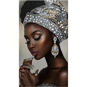 African Woman Diamond Art Kits for Adults,5D Partial DIY Diamond Painting kit for Beginners,Special Shaped Diamond Art,Sparkling gem Art,Diamond Mosaic Embroidery,Wall Art Home Decor,11.81x15.7inch in Saudi Arabia