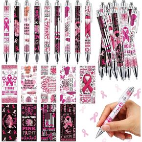 36 Pcs Breast Cancer Awareness Pens for Women Bulk Breast Cancer Awareness Month Gifts Pink Ribbon Accessories Retractable Ballpoint Gel Pens for Gift Bags Office Business Charity Supplies in Saudi Arabia