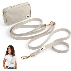 elby - Hands Free Dog Leash with Treat Pouch - Dog Walking Accessories - Dog Training Leash with Fanny Pack - Dog Accessories and Walking Essentials - Medium and Large Dogs (Dark Beige, Regular) in Saudi Arabia