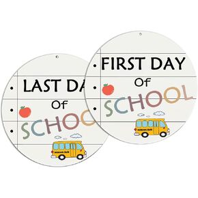 My School First and Last Day of School Board - Double Sided Wooden Sign for Preschool, Kindergarten, Elementary, My First Day & Last Day Board, Reusable 8x8 Wood Chalkboard (Equipped with Twine) in Saudi Arabia