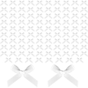 100 PCS Mini Bows, White Small Bows for Crafts, Small Premade Bow, Tiny Bow for Gift Crafting Decoration, Clothes Ornament, Party, Cake, Treat Bags Decor in Saudi Arabia