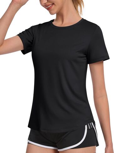 MAGCOMSEN Women's UPF 80+ Short Sleeve T Shirts Quick Dry Breathable Athletic Workout Gym Tops with Curve Hem in Saudi Arabia
