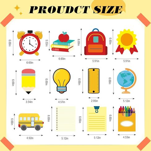 Fuutreo Large Size 36 Pcs Back to School Cutouts Classroom Bulletin Board Decoration 6.69" Crayons Pencils Big Cutouts First Day of Classroom Wall Decor Party Supplies for Teachers DIY(Fresh Style) in Saudi Arabia