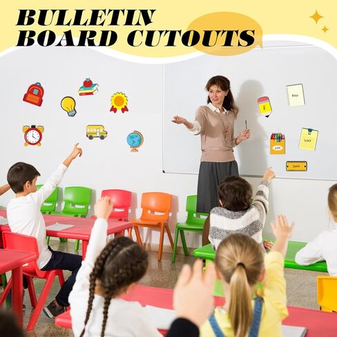 Fuutreo Large Size 36 Pcs Back to School Cutouts Classroom Bulletin Board Decoration 6.69" Crayons Pencils Big Cutouts First Day of Classroom Wall Decor Party Supplies for Teachers DIY(Fresh Style) in Saudi Arabia