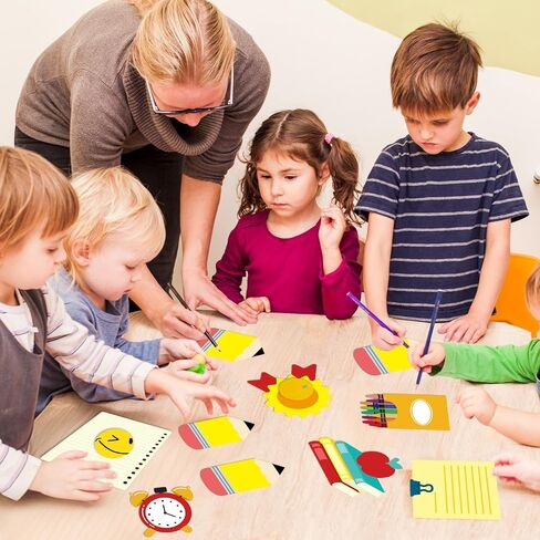 Fuutreo Large Size 36 Pcs Back to School Cutouts Classroom Bulletin Board Decoration 6.69" Crayons Pencils Big Cutouts First Day of Classroom Wall Decor Party Supplies for Teachers DIY(Fresh Style) in Saudi Arabia