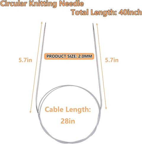 Hobekoee Circular Knitting Needle 40 inch (100cm),Size US 15 (10.0mm) Stainless Steel Round Knitting Needles for Smoothly Knit Blanket,Sweater,Coaster,Socks in Kuwait