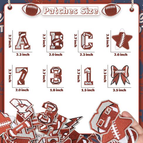 Meneng Iron on Latters Patches for Clothing: 48pcs Football A-Z Alphabet و 0-9 Patch Patch for Bowl Party Higs-Football DIY Forms لتخصيص حقائب الظهر القبعات القبعات القبعات والرقم in Kuwait