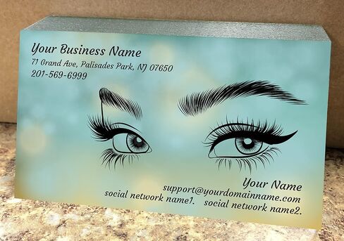 بطاقات عمل مخصصة ، طباعة 2splay Color 2 - لصالون الرموش والأظافر والجمال - 16PT (ورقة سميكة 350GSM) ، التشطيب غير اللامع - مصنوع في الولايات المتحدة الأمريكية (الوردي المتلألئ) in Kuwait