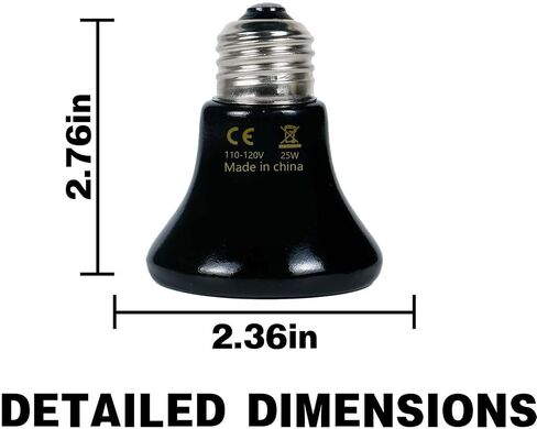 50W مصباح حرارة الزواحف (2 حزمة) باعث حرارة السيراميك-لا ضوء ، وتدفئة آمنة 24/7 لتراريوم ، الحضنة وحضنات حاضنات-سحلية سحلية ملتحية ، ثعبان صغير للحيوانات الأليفة E26 in Saudi Arabia