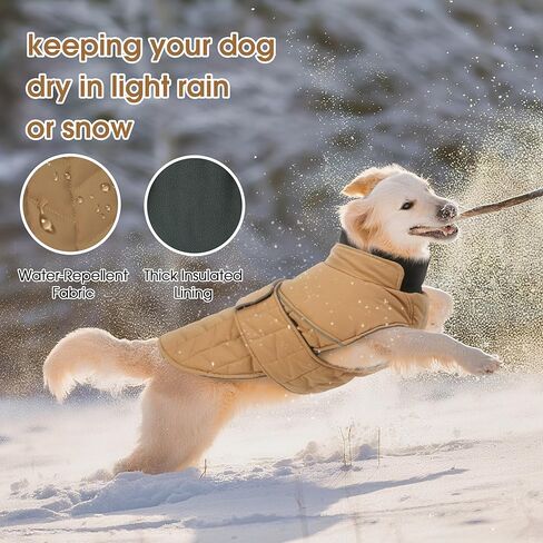 PUMYPOREITY Warm Dog Jacket, Reflective Winter Coat with Adjustable Hook & Loop, Fleece Snowsuit with Turtleneck, Water Resistant Cold Weather Coats for Small Medium Large Dogs, 2XL, Blue in Kuwait