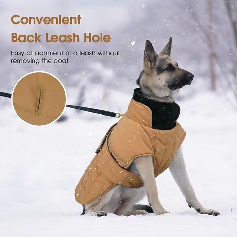 PUMYPOREITY Warm Dog Jacket, Reflective Winter Coat with Adjustable Hook & Loop, Fleece Snowsuit with Turtleneck, Water Resistant Cold Weather Coats for Small Medium Large Dogs, 2XL, Blue in Kuwait