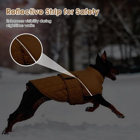 PUMYPOREITY Warm Dog Jacket, Reflective Winter Coat with Adjustable Hook & Loop, Fleece Snowsuit with Turtleneck, Water Resistant Cold Weather Coats for Small Medium Large Dogs, 2XL, Blue in Kuwait