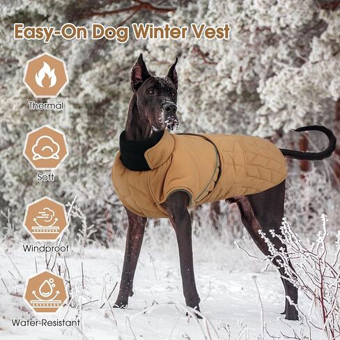 PUMYPOREITY Warm Dog Jacket, Reflective Winter Coat with Adjustable Hook & Loop, Fleece Snowsuit with Turtleneck, Water Resistant Cold Weather Coats for Small Medium Large Dogs, 2XL, Blue in Kuwait