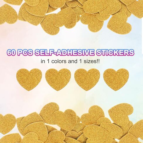 MECCANIXITY 60Pcs Glitter Foam Stickers 1 Inch Self-Adhesive Sparkly Heart-Shape Glitter Stickers for Arts Craft Supplies, DIY and Decor, Red in Saudi Arabia