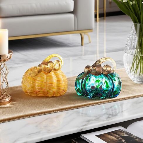يدوي الزجاج المنفوخ اليقطين عيد الشكر عيد الهالوين ديكور الخريف المنزل الحصاد الزفاف والخريف رف الزخارف الورق والزخارف الزخارف الطاولة in Kuwait