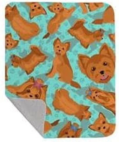 50 x 60 in. Red Yorkie Quilted Blanket Blue in Saudi Arabia