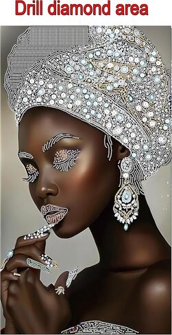African Woman Diamond Art Kits for Adults,5D Partial DIY Diamond Painting kit for Beginners,Special Shaped Diamond Art,Sparkling gem Art,Diamond Mosaic Embroidery,Wall Art Home Decor,11.81x15.7inch in Saudi Arabia