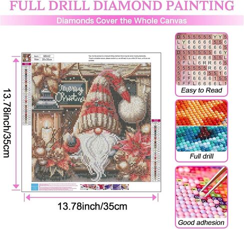 Clendo Christmas Diamond Painting Kits for Adults, Diamond Art for Adults Beginner,Diamond Dots Gem Art for Aesthetic Home Decor 14x14Inch in Saudi Arabia