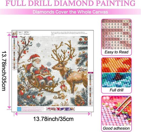Clendo Christmas Diamond Painting Kits for Adults, Diamond Art for Adults Beginner,Diamond Dots Gem Art for Aesthetic Home Decor 14x14Inch in Saudi Arabia