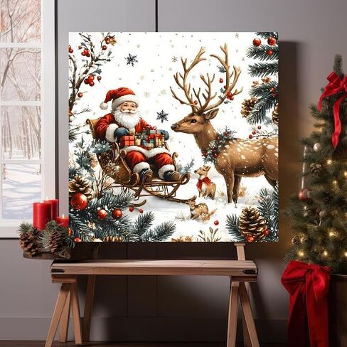 Clendo Christmas Diamond Painting Kits for Adults, Diamond Art for Adults Beginner,Diamond Dots Gem Art for Aesthetic Home Decor 14x14Inch in Saudi Arabia