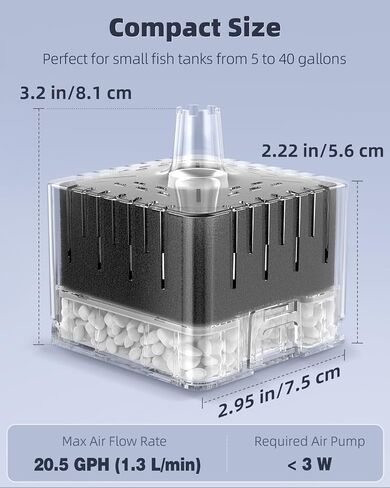 Pawfly Aquarium Sponge Filter, Sponge Filter for Fish Tanks up to 5-40 Gallons, Small Fish Tank Filter with Foam and Air Stone (Air Pump Not Included) in Saudi Arabia
